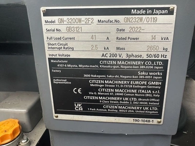 USED 2022 CITIZEN MIYANO GN-3200W-2F2