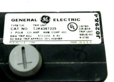 NEW GENERAL ELECTRIC TJK436T225 3 POLE TRIP UNIT 225AMP