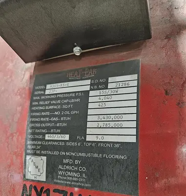 Used ALDRICH A3S5-85-G/A3S5R-C-85-G Boilers New York US | DH Griffin Used Equipment #1455502