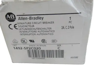 ALLEN BRADLEY 1492-SP2C-020 CIRCUIT BREAKER 1492SP2C020 NEW, SURPLUS