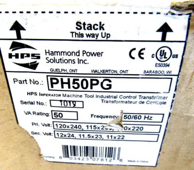 NEW HAMMOND PH50PG TRANSFORMER 50/60HZ
