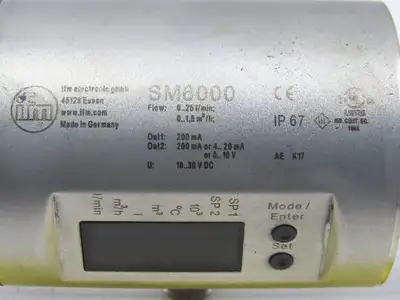 IFM Efector SM6000 Magnetic-Inductive Flow Meter 0-25I/Min 200mA 19-30VDC