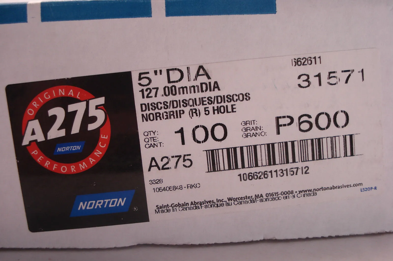 NEW NORTON P-600 5'' DIA DANDING DISC 31571 QTY:100