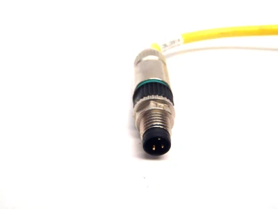 M8 Angled Female Yellow Plug To Straight M8 Male Cordset - Used