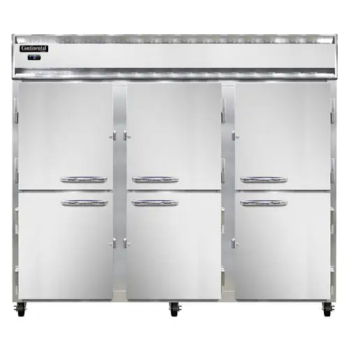 Continental 3FENSAHD 85 1/2" Three Section Reach In Freezer, (6) Left/right Hinge Solid Doors, 115/208-230v