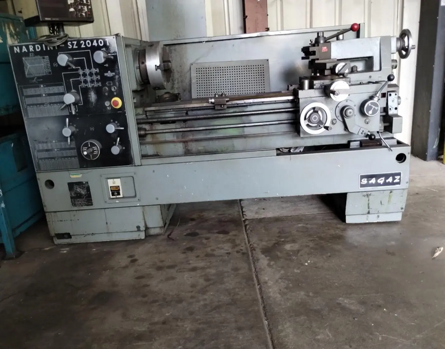 20" X 40" NARDINI MODEL #SZ2040T ENGINE LATHE 3-1/8" HOLE: YOBRO #24608