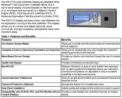 Johnson Controls MS-DIS1710-0 Metasys Local Controller Display [New]