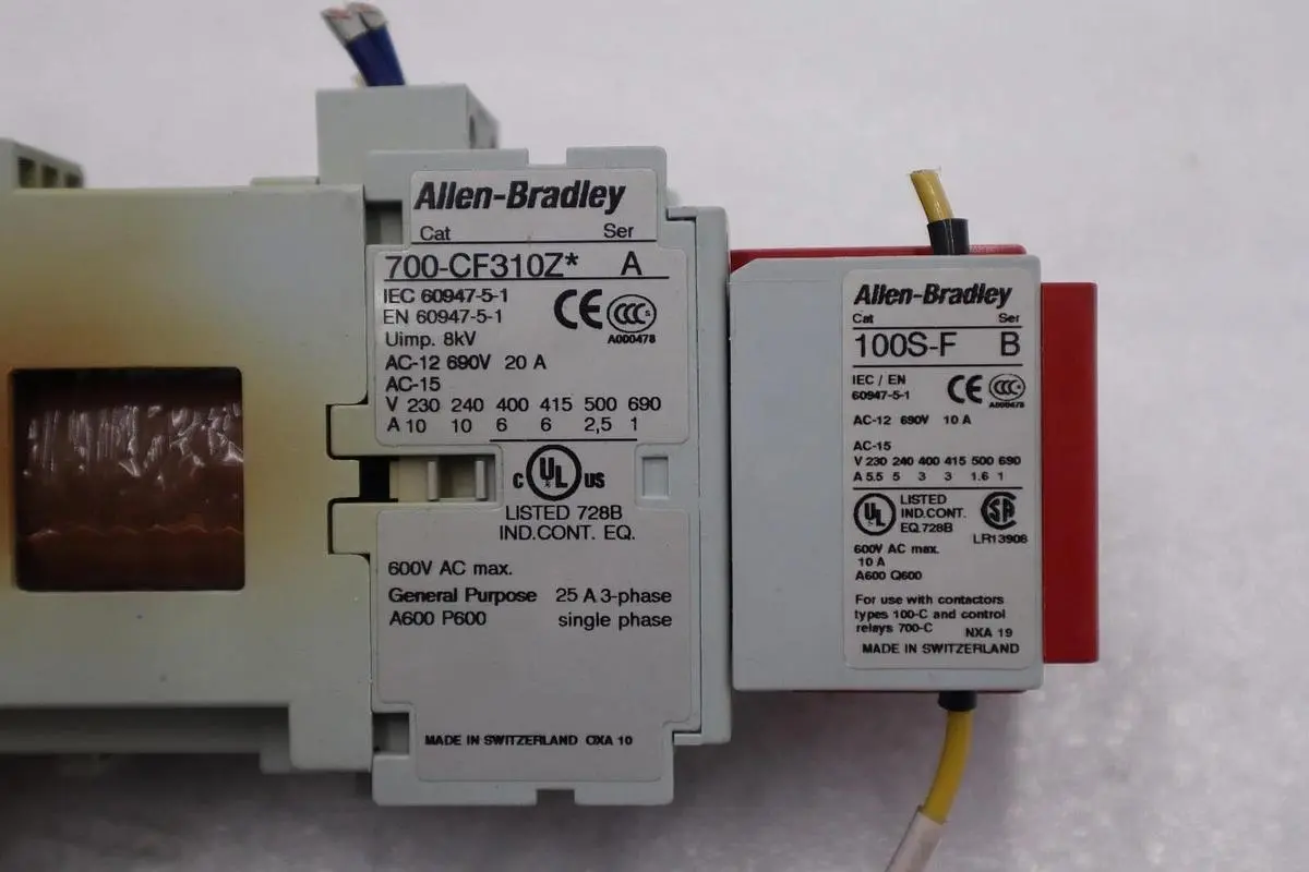 ALLEN BRADLEY 700-CF310Z* SER. A RELAY COIL WITH AB 100S-F SER. B STOCK L-481-C