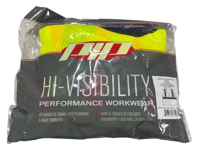 PIP RAM Hi-Vis Class 2 Safety Vest, Type R, 2 Pocket, Zipper Closure Size 3XL