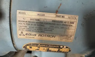 Ametek Rotron DR6D89 Regenerative Blower 027578 230/460V 3Ph 5HP Baldor
