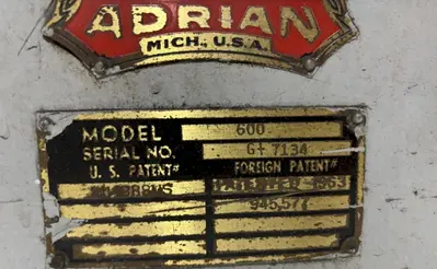 3" OLIVER ADRIAN MODEL #600 DRILL SHARPENER GRINDER: STOCK #23491