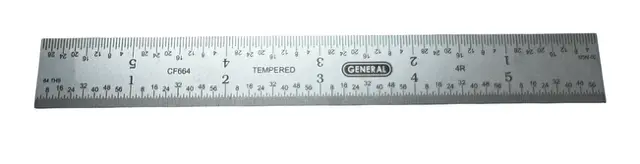 General Ultratest 6" Rigid Steel Ruler with 4R Graduations