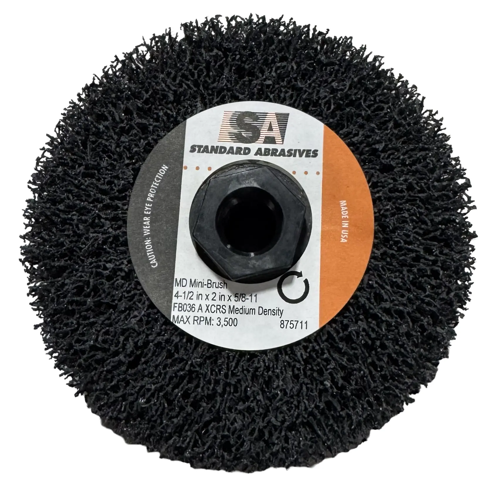 Standard Abrasives 4-1/2" x 2" x 5/8-11 Mini-Brush Aluminum Oxide XCS Medium Extra Coarse