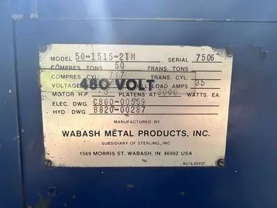 USED 1985 WABASH WABASH 50-1515-2TM PRESS