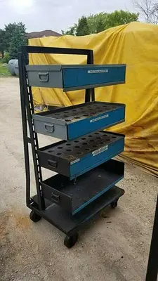 Portable Cat 40/50 Tool Holder Carts w/Adjustable Shelves, 3-4 Shelves/Unit
