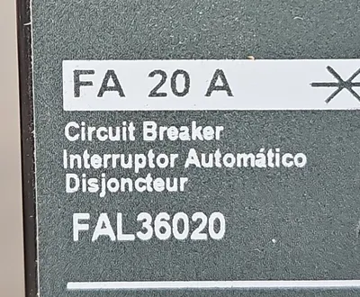 Square D FAL36020 Molded Case Circuit Breaker 20A 3 Pole. Loc5E-17