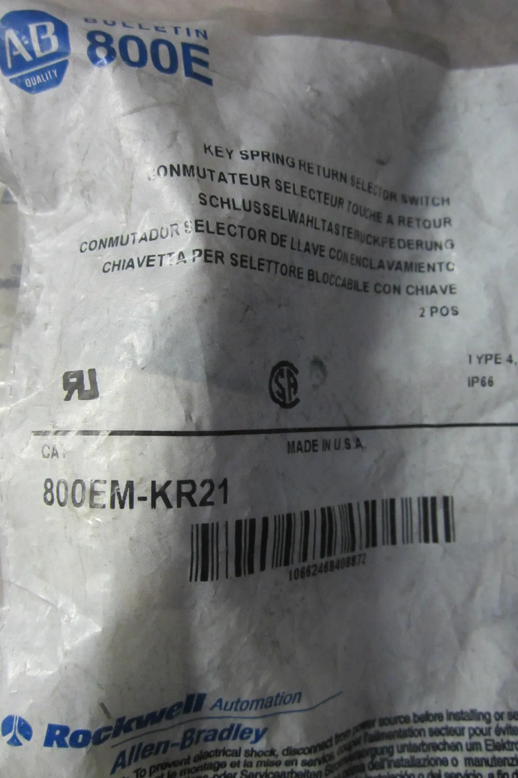 NEW ALLEN BRADLEY 800EM-KR21 SELECTOR SWITCH 800EMKR21