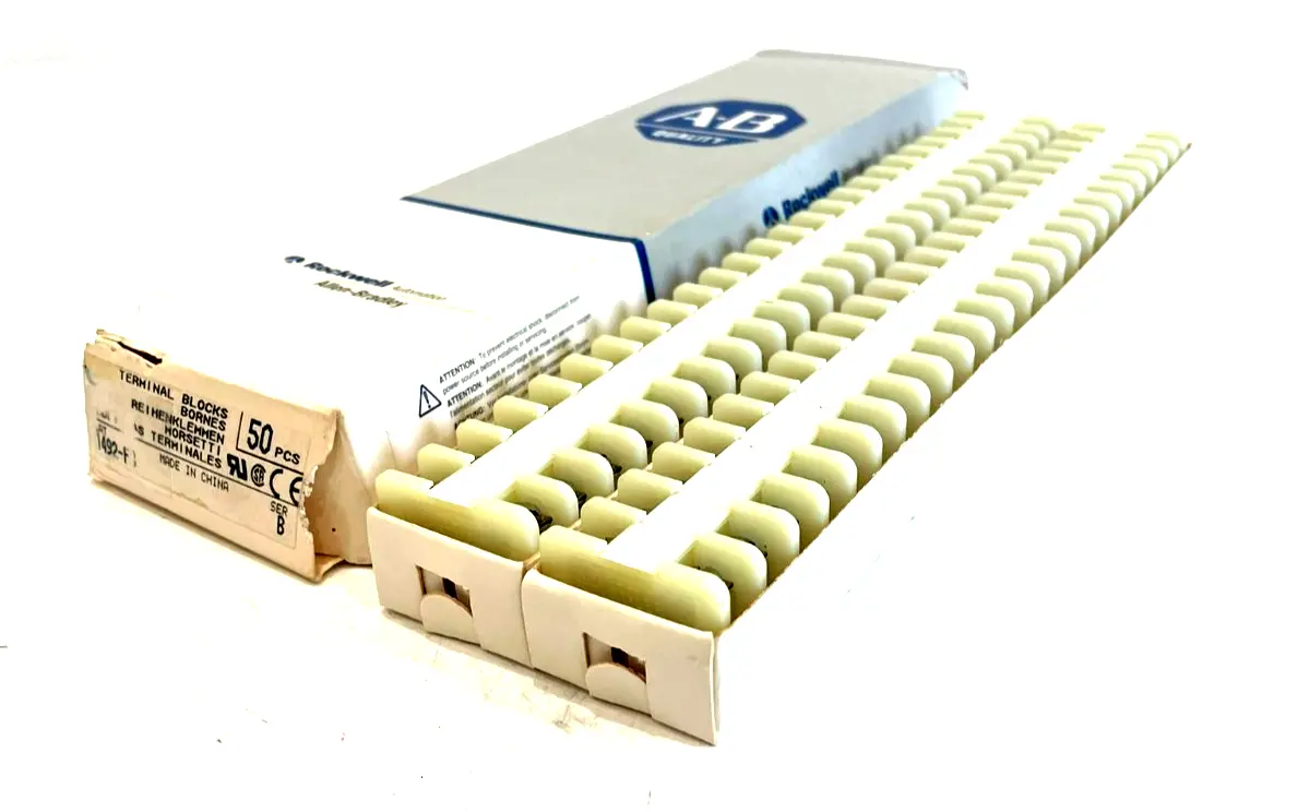 BOX OF 50 ALLEN BRADLEY 1492-F8 TERMINAL BLOCKS SER.B 1492F8 NEW, SURPLUS