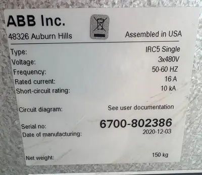 Used 2020 ABB NEVER USED IRB 6700-235/2.65 6 AXIS ROBOT WITH IRC5 CONTROLLER Robots | Harbor Machinery Inc. #1283426