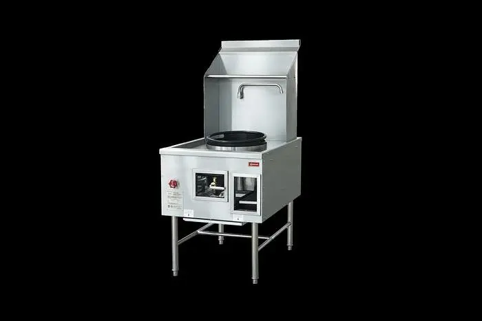 Single Chamber Wok Range with a 16″ Ring, Backsplash, Faucet, 125,000 BTU – Natural Gas
