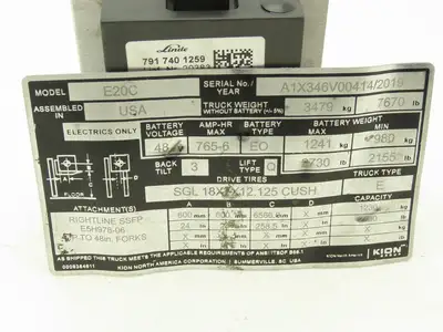 Linde 791 740 1259 Forklift Voltage Transformer Removed From E20C