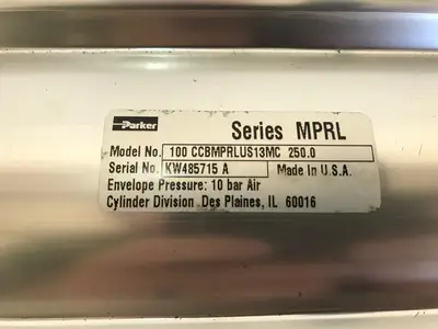 USED PARKER CYLINDERS PNEUMATIC CYLINDER SERIES MPRL PRESSURE 10 BAR AIR
