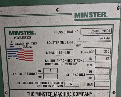 2000 MINSTER E2-300-54-44 Straight Side Mechanical Stamping Presses | Rygate LLC (8)