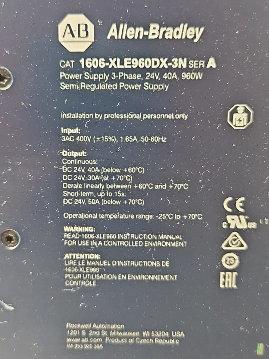 Allen-Bradley 1606-XLE480EP Power Supply (BIN311)
