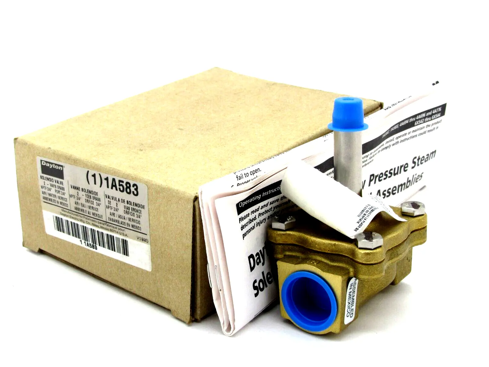 NEW DAYTON 1A583 SOLENOID VALVE 2 WAY BRASS