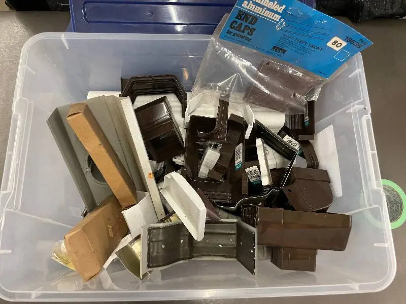 Collection of Enameled Aluminum Gutter End Caps and Fittings