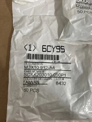(3) Bags Of 50 M3X10 912-A4 (6CY95) New Sealed Bags + Warranty