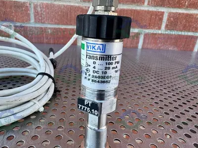 USED WIKA S-10 STAINLESS STEEL PRESSURE TRANSMITTER 0-100 PSI, 4-20 MA, 10-30 V