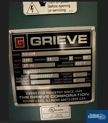 USED Grieve Grieve Large Cabinet Oven, Model SC-400