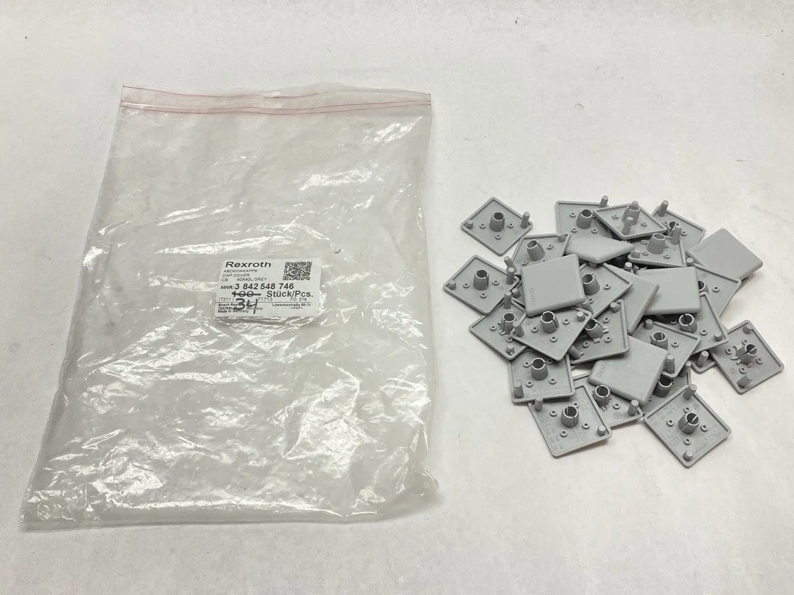 New | in-Stock Bosch Rexroth Cap Cover 40mm x 40mm Grey PACK OF 34 Misc Fasteners Michigan US | Maverick Industrial Sales #1507354