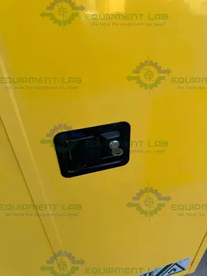 USED JUSTRITE 45 GALLON FLAMMABLE LIQUID STORAGE CABINET W/ SOFT CLOSE DOORS, KEY