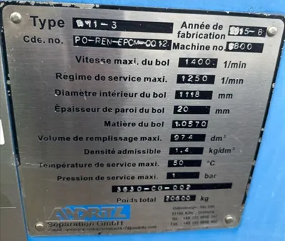 (4) Andritz A11-3 solid bowl decanter centrifuges, CS.