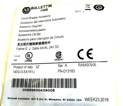 ALLEN BRADLEY 140G-G-EA1R1J ACCESSORY CABLE SER.A 140GGEA1R1J NEW, SURPLUS