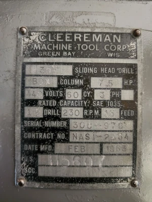 Cleereman 30" Sliding Head Compound Layout Drill