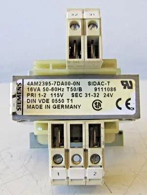 Siemens 16 VA Control Transformer 115V Input 24V Output 4AM2395-7DA00-0N Sidac-T