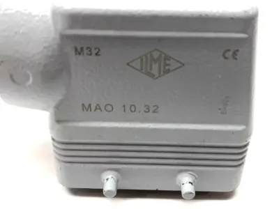 USED ILME CABLE HOOD M32 SIDE ENTRY TYPE C, 4-PEGS W/ 10-PIN MALE INSERT