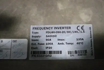EMOTRON FDU40-090-20/DC/LWL/1.5 SUPPLY 540VDC FREQUENCY INVERTER STOCK 2238