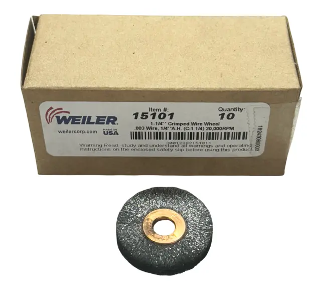 Weiler 1-1/4" Crimped Wire Wheel, .003 Wire, Copper Center 10 Pack USA