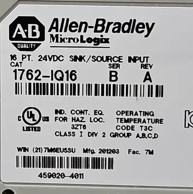 Used Allen-Bradley 1762-IQ16 PLC Input & Output | Palmetto Automation #1148677