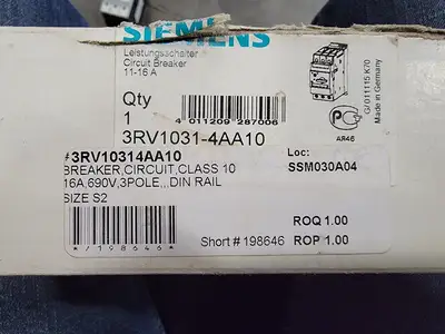 New | in-Stock SIEMENS 3RV1031-4AA10 Switchgears British Columbia CA | Lenmark #243693