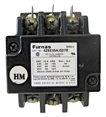 Furnas 40A 42BE35AJ527R Definite Purpose Controller Contactor 24V Coil 40 Amp