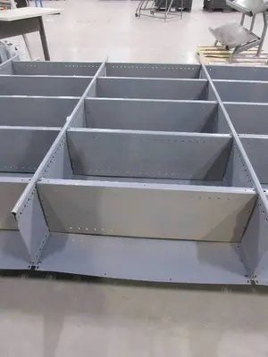 GRAY METAL SHELVING UNIT - TRIPLE WIDE