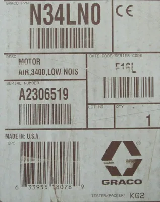NEW GRACO N34LN0 AIR MOTOR 3400 LOW NOISE