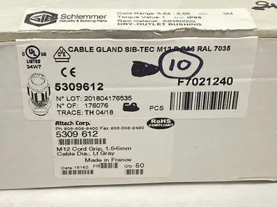 New | in-Stock Altech Corp Polyamide Liquid-Tight Cable Gland M12x1.5 Gray LOT OF 10 Electrical Fittings Michigan US | Maverick Industrial Sales #1390776