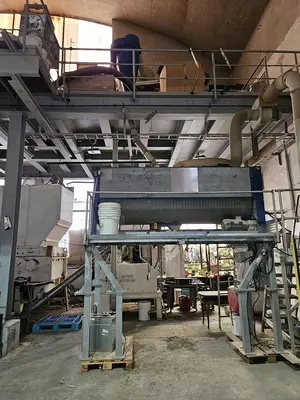 USED HOSOKAWA TWO-STAGE PLASTIC SHREDDING AND GRANULATION SYSTEM