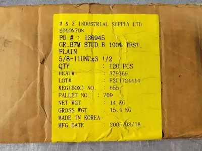 5/8"-11UNC x 3-1/2" Stud Bolt Grade B7M